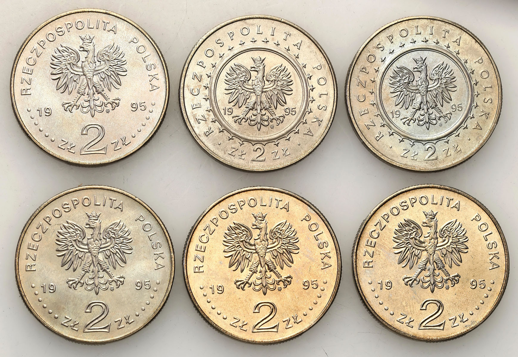 III RP. 2 złote 1995, zestaw 6 monet